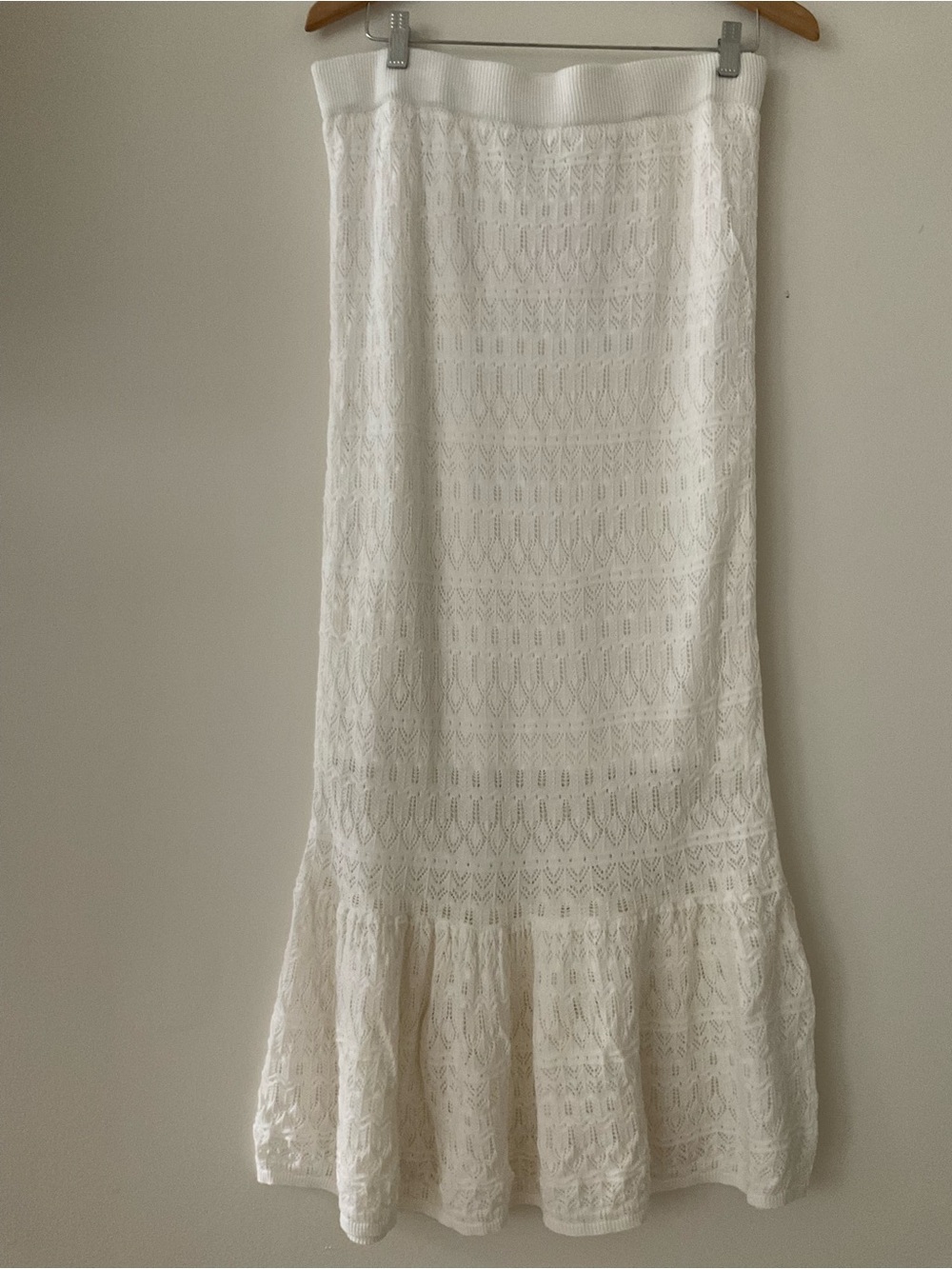 HOUSE OF HARLOW 1960 Lace Crochet Ruffle Knit Midi Maxi Skirt Mermaid Hem Boho. - Picture 2 of 9